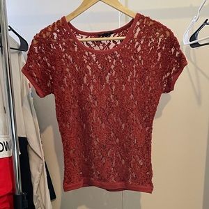 See-Thru Lace Top - Red
